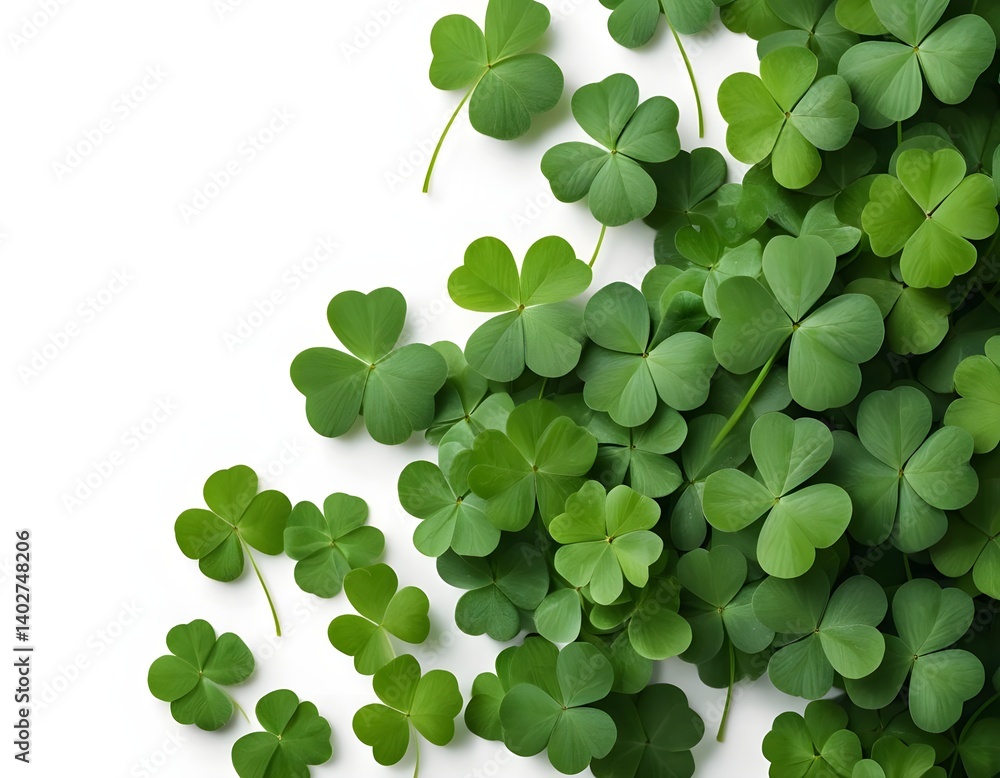 Fototapeta premium Shamrock Border on White Background