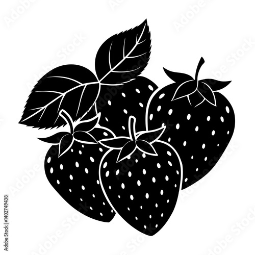 A handful of strawberries with their leave