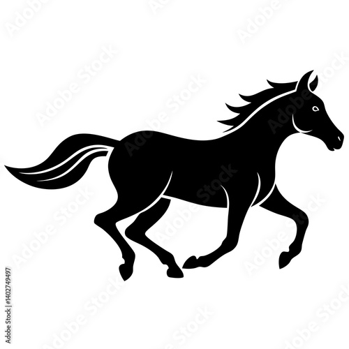 a horse galloping design silhouette vector illustration black and white with white background
