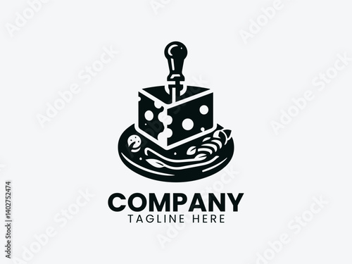 Raclette Cheese Vector Logo Design, Delicious Raclette Cheese Logo