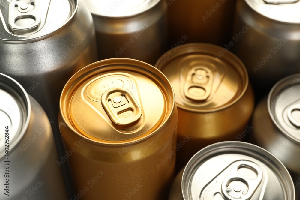 Many different tin cans as background, closeup Many different tin cans as background, closeup