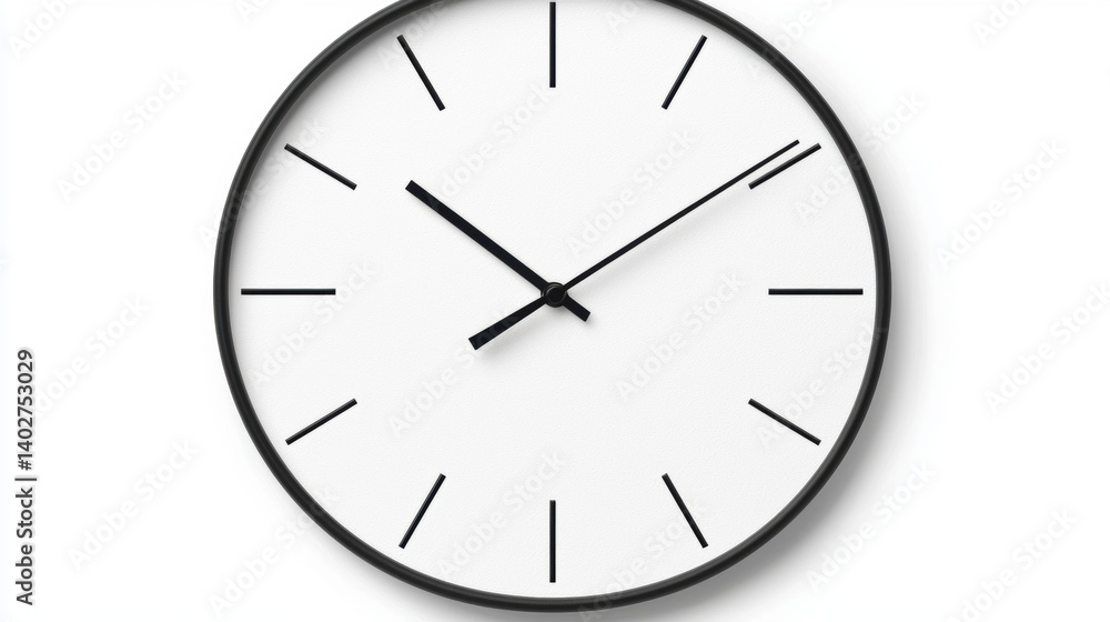 Analog clock with black hands and numbers on a white background. Analog clock with black hands and numbers on a white background.
