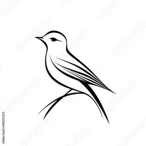 Logo: simple line art of a bird on a white background