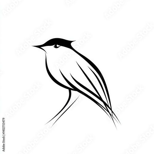 Logo: simple line art of a bird on a white background