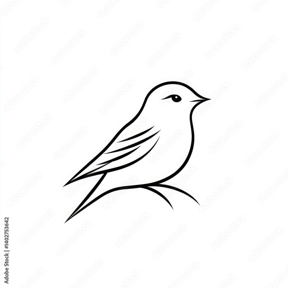 Fototapeta premium Logo: simple line art of a bird on a white background