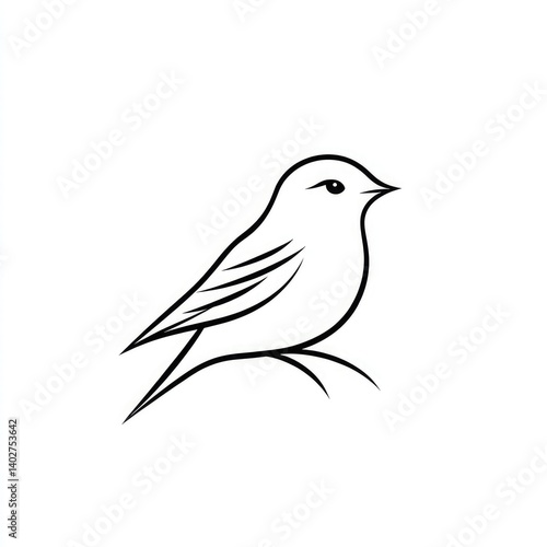 Logo: simple line art of a bird on a white background