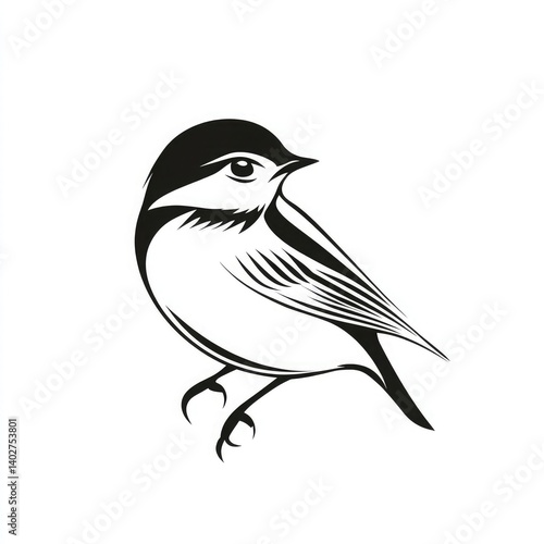 Logo: simple line art of a bird on a white background