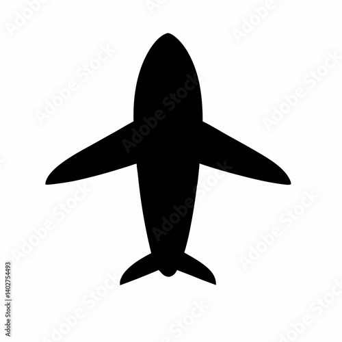 Airplane Silhouette Isolated On White Background Simple Minimalist Style Clean Design