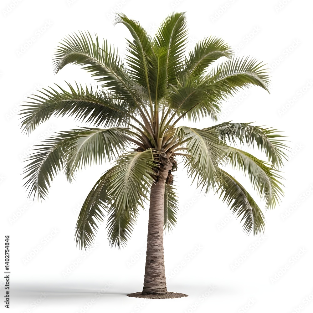 Obraz premium Single Palm Tree Isolated on White Background