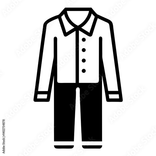 Business Casual Outfit Clothing Outline Icon Full Suit Vector Illustration
