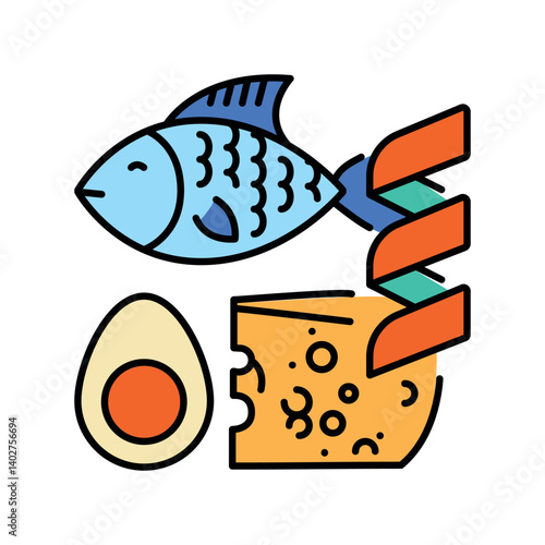 Proteins color line icon for digital and print projects.