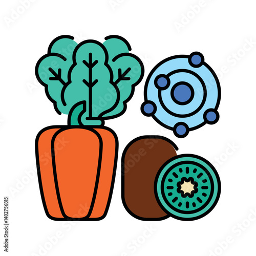 Antioxidants  color line icon for digital and print projects.