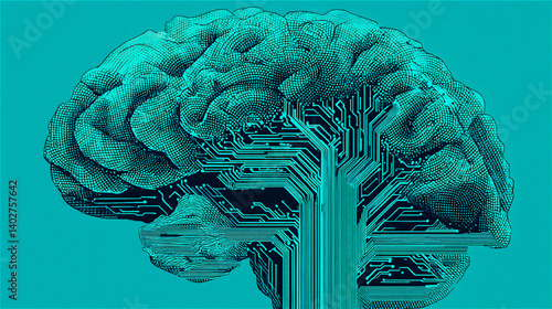 人工知能とデジタル脳の融合コンセプト