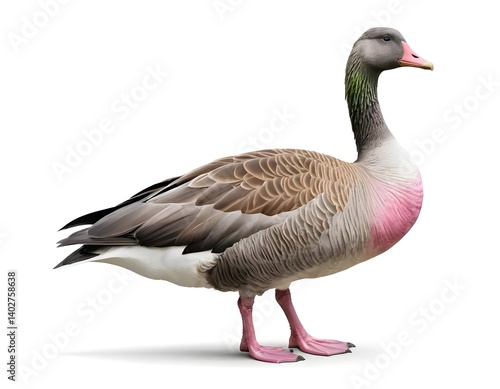 Pink-footed Goose Standing on White Background