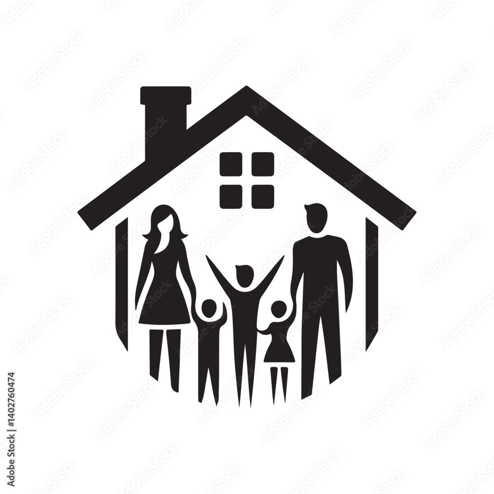 family home vector silhouette clip art design family home vector silhouette clip art design