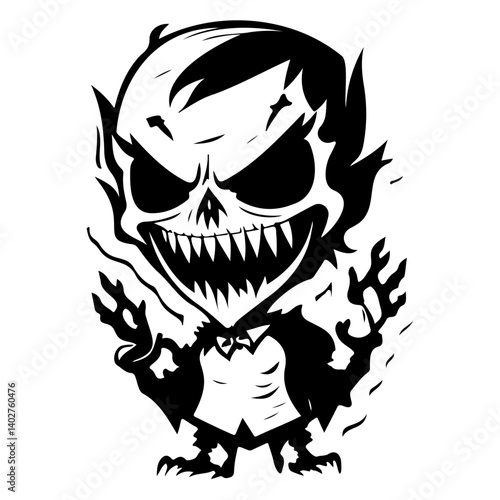 Mystical Cartoon Demon Silhouette for Halloween