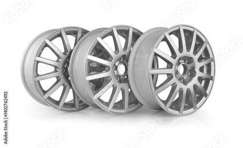 Car alloy wheel isolated on white background