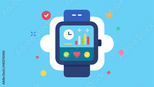 Stylish Smarch A modern smarch showcasing a colorful interface with hormone tracking widgets. Icons for cortisol testosterone and mood are displayed alongside fitness stats like