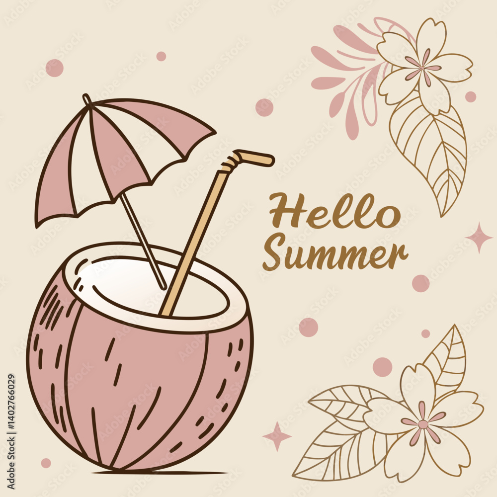 Fototapeta premium hello summer vector illustration 