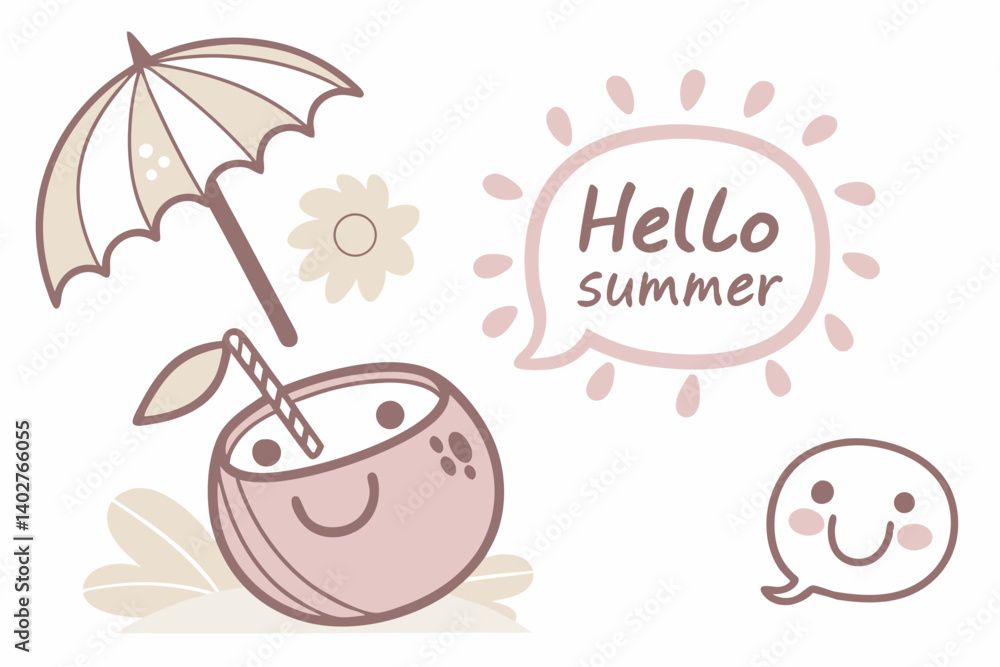 hello summer vector illustration on white background hello summer vector illustration on white background