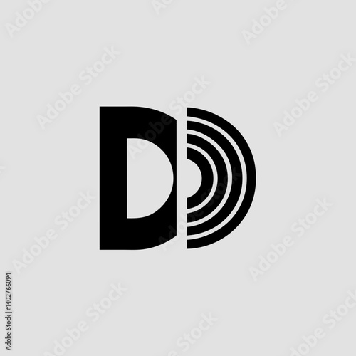 A modern minimalist DJ logo with abstract soundwave lines in black and white