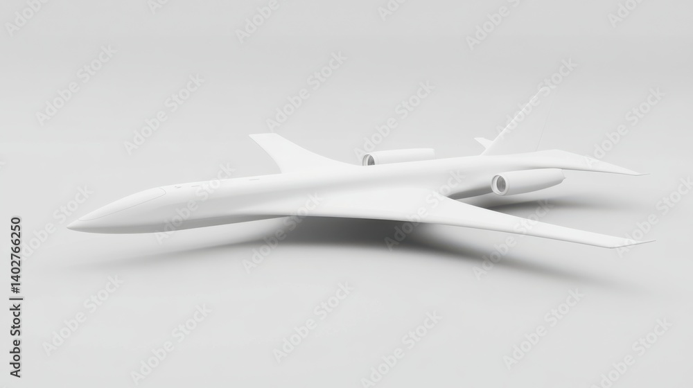 Sleek White Conceptual Aircraft Model on Plain Background for Aviation and Transportation Concepts Sleek White Conceptual Aircraft Model on Plain Background for Aviation and Transportation Concepts