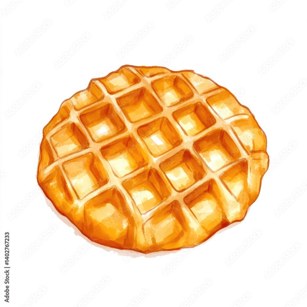 Round golden waffle