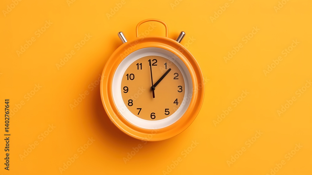 Yellow Background with Coffee Clock for Creative and Minimal Concept Yellow Background with Coffee Clock for Creative and Minimal Concept