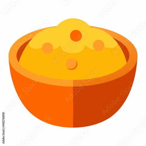 Bean curd pudding served vector art illustration 