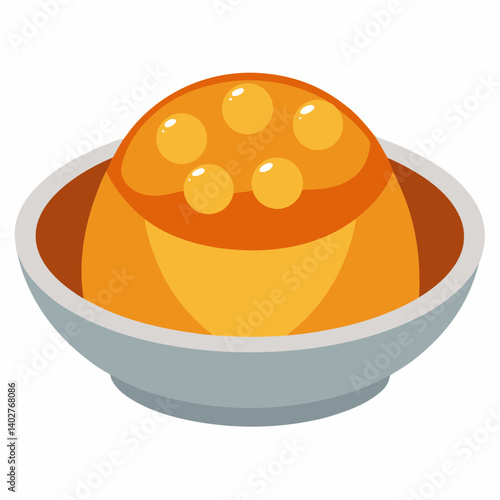 Bean curd pudding served vector art illustration 