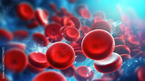 Streaming Red Blood Cells Macro Illustration for Pandemic Health Risk Background