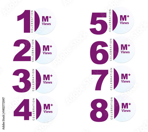Download this Views Celebration Thumbnail Banner Set 1k to 8k, 1k Views, 1 to 8k Views eps vector file45.ai