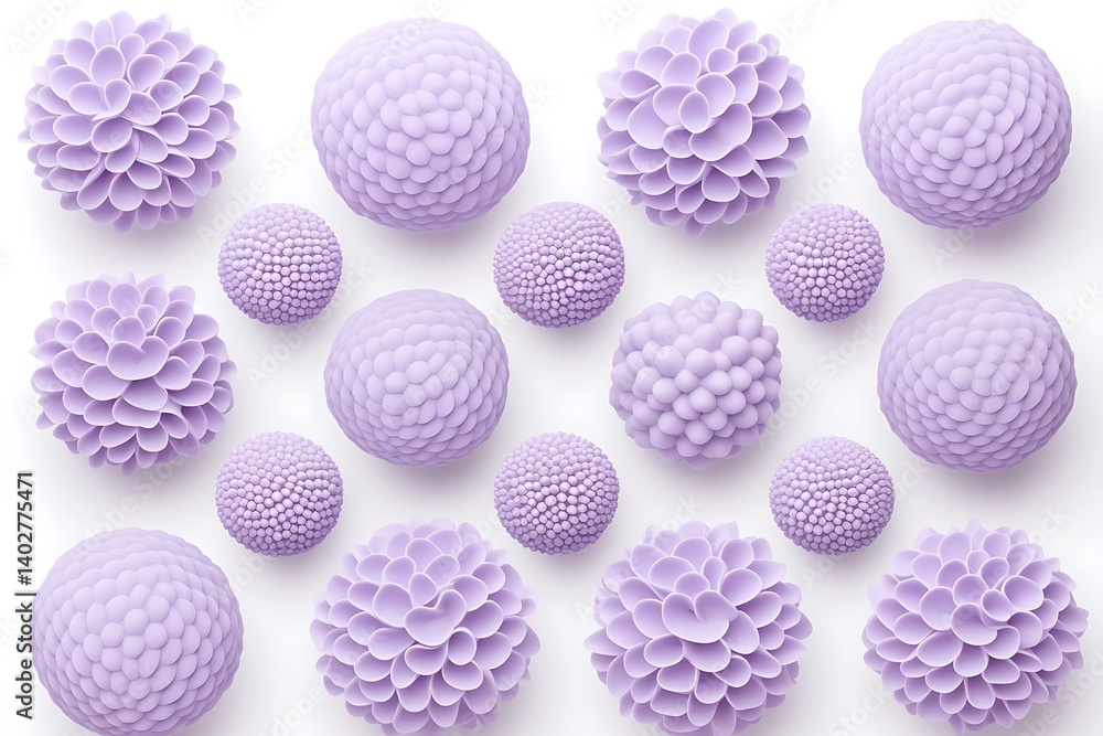 Fototapeta premium Purple spheres on white background