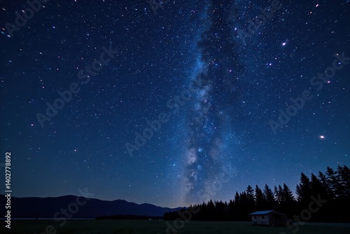 starry night sky with twinkling stars on dark canvas, celestial body, space