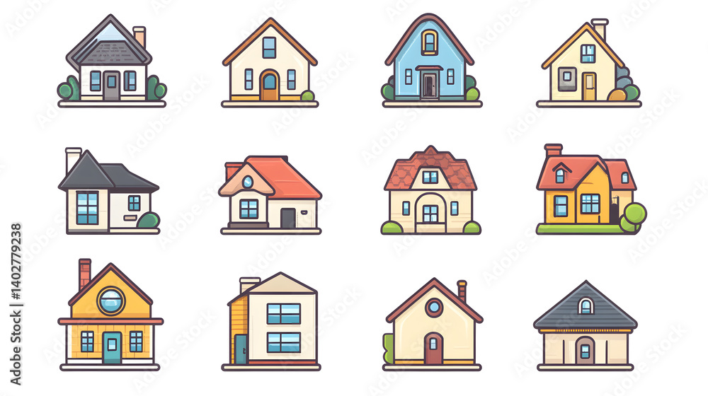 Residential architecture vector icons form a seamless house pattern Residential architecture vector icons form a seamless house pattern
