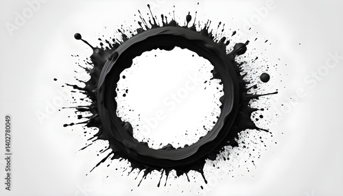 Black Ink Splash Circle Frame