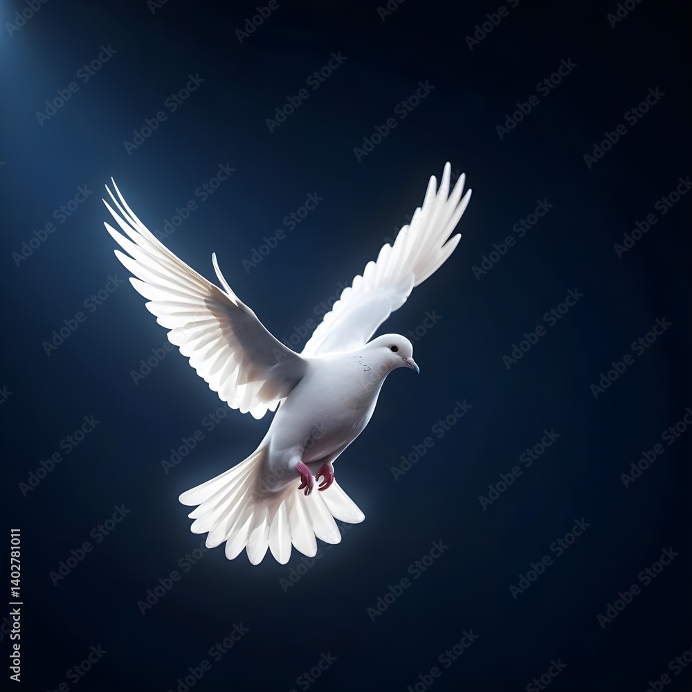 Obraz premium White Dove in Flight, Symbol of Peace