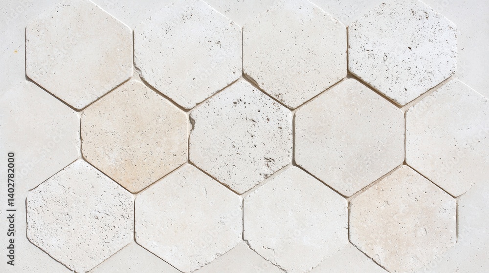 A grid of hexagonal tiles in varying shades of white and beige. A grid of hexagonal tiles in varying shades of white and beige.
