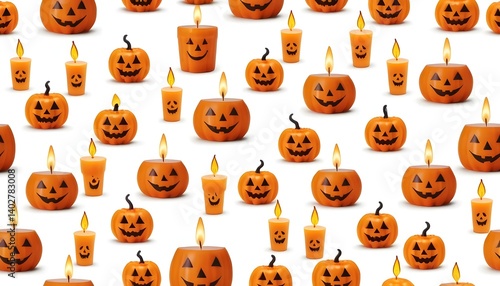Halloween Pumpkin Candles Seamless Pattern