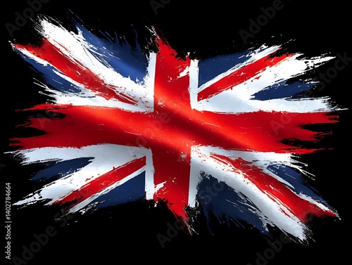 UK Flag, Artistic, Black Background