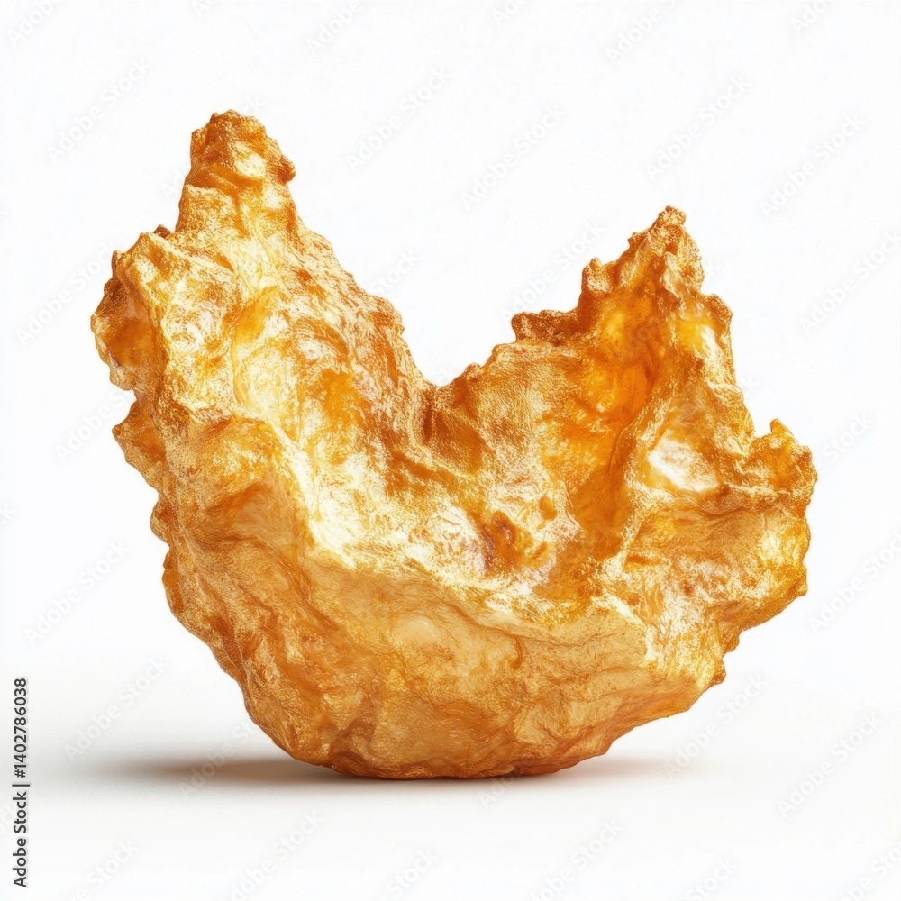 Fototapeta premium A golden crispy fried chicken wing with a crunchy batter, juicy meat inside, and a slight golden hue