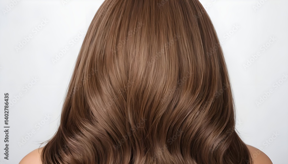 Naklejka premium Healthy Shiny Brown Hair Back View