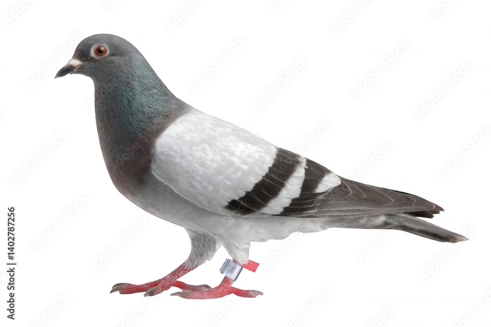 Naklejka premium Realistic Pigeon with Leg Band Photorealistic Details Transparent Background