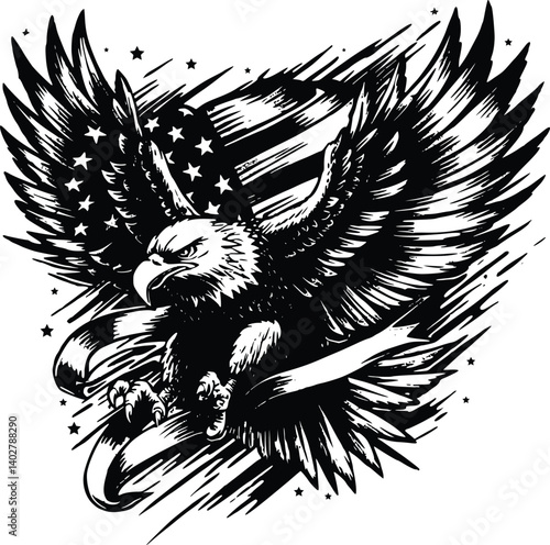Eagle with American Flag Svg, Flag Svg, Eagle Svg, 4th of July Svg,