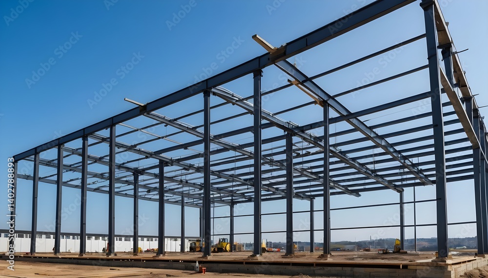 Steel Structure of a New Building Under Construction