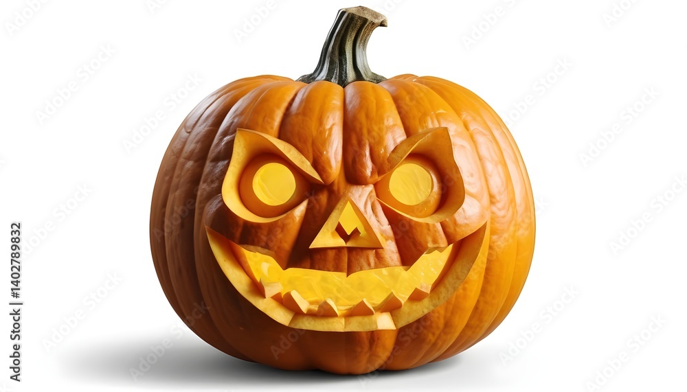 Obraz premium Carved Halloween Pumpkin with Glowing Face