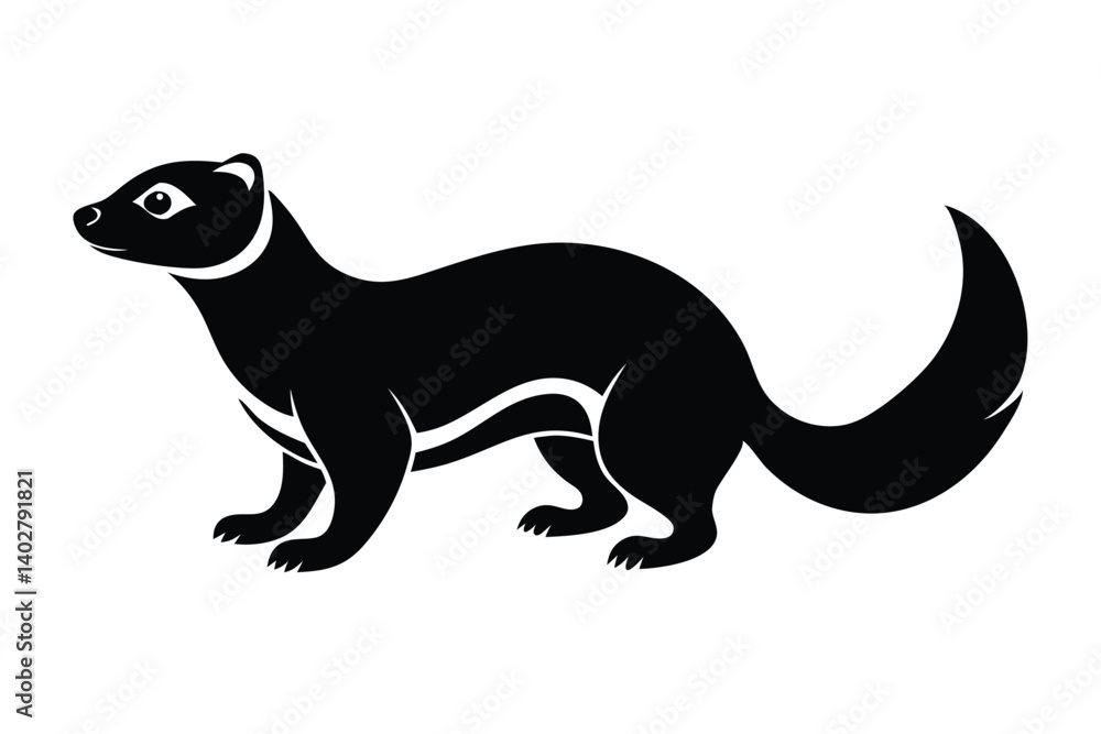 Ferret Slinking Along Ground Silhouette Vector Design Ferret Slinking Along Ground Silhouette Vector Design