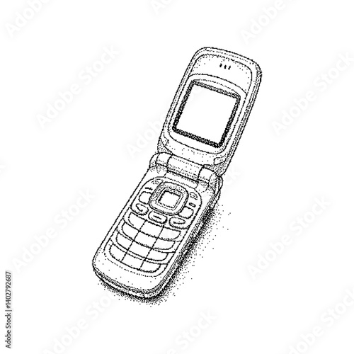 Vintage flip phone with tactile design and retro features