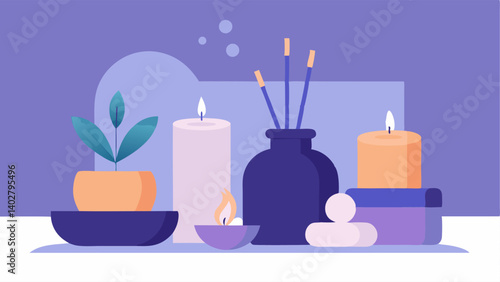 Relaxation Accessories The scene includes calming features like soft ambient lighting a potted plant and aromatherapy candles near the therapy session setup.