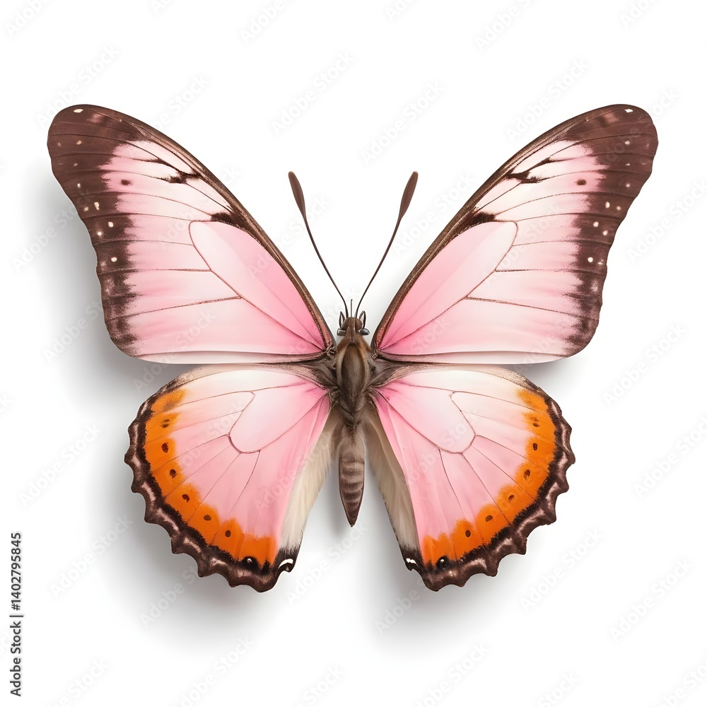 Fototapeta premium Pink Butterfly on White Background